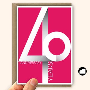 Cartão de aniversário de casamento de 40 anos de Ruby, cartão de 40 anos de casamento para marido e mulher, mensagem e cartão grande minimalista