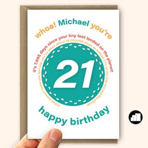 Funny 21st Birthday Card for him or her Unique personalised 21 birthday wishes card for boy girl son daughter Large card option