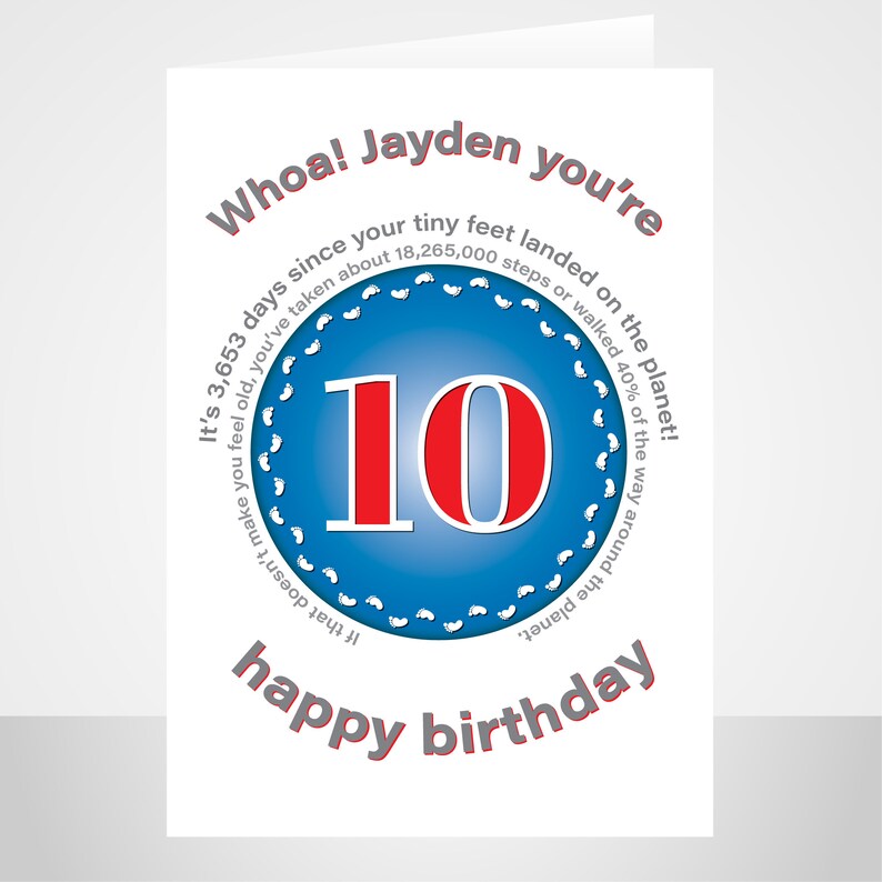 Funny 10th Birthday Card for boy for girl unique edit name