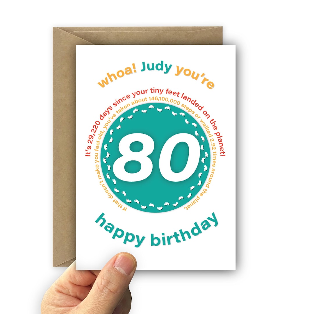 Biglietto Di Auguri Per 80° Compleanno - PERSONALIZZATO - Foto 13