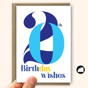 Cartão de desejos de 20º aniversário para menino 20 Cartão de feliz aniversário para filho, neto, sobrinho Opções de cartão grande e mensagem personalizada