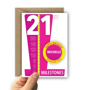 Gepersonaliseerde 21e verjaardagskaart voor haar mijlpaal 21e verjaardagskaart voor dochter-kleindochter