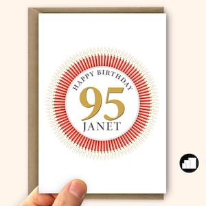 Gepersonaliseerde 95e verjaardagskaart - grote optie grootouders, mama of papa