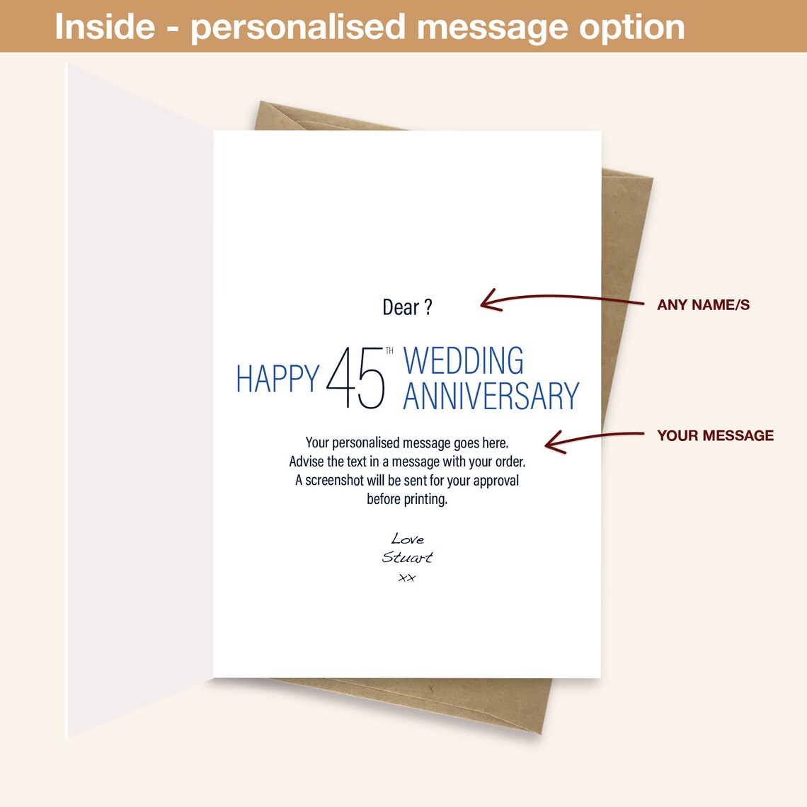 Sapphire 45th Wedding Anniversary Card for Husband Wife or - Etsy