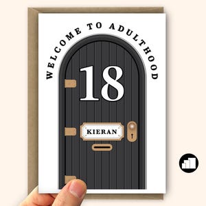 Cartão personalizado para 18º aniversário: Bem-vindo à vida adulta - Mensagem personalizável para filho ou filha