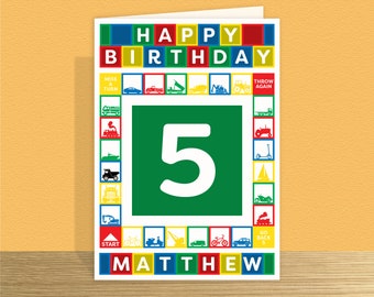 Construction birthday card for boy ANY AGE 4th 5th 6th birthday card for son grandson Message & large card options