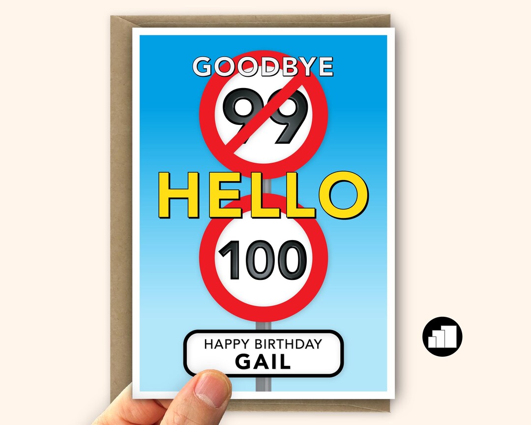 Fun 100 Sign Funny 100th Happy Birthday Card for Him for Her Speed Sign 100 Birthday ...