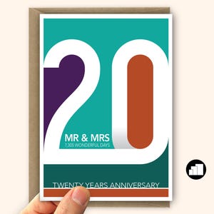 Tarjeta del 20º aniversario de bodas para esposo o esposa Tarjeta de boda esmeralda para mamá y papá