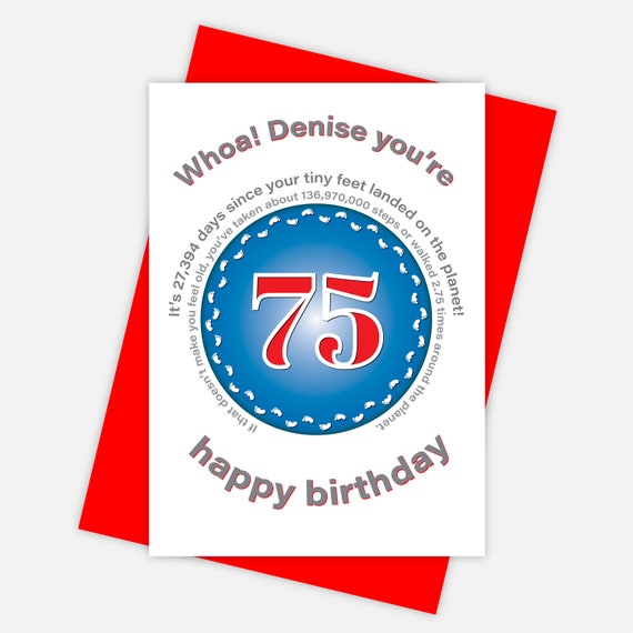 Funny 75th Birthday Card for him or her edit name 75 bday | Etsy