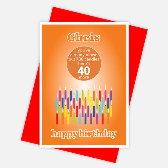 Funny 40th Birthday Card For Him For Her Edit Name 40 Bday Etsy