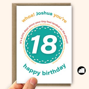 Carte d'anniversaire 18 ans amusante pour garçon et fille Grande carte personnalisée de 18 voeux d'anniversaire pour lui, son fils, sa fille, son frère et sa soeur