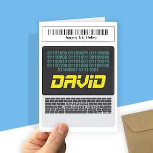 Personalized Binary Code Birthday Card for Computer Nerds