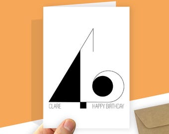 Minimalistische 40e verjaardagskaart voor hem voor haar unieke 40e gepersonaliseerde naam