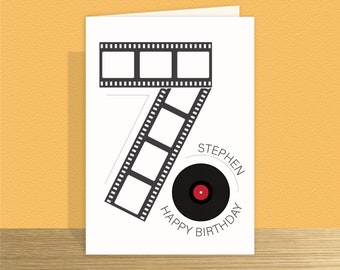 Personalised 70th Birthday Card for him for her Movie music theme 70 birthday wishes card for wife husband dad mum Large option