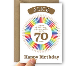 Large Funny 70th Birthday Card for him or her Personalised 70 birthday wishes card for dad mum Add message options