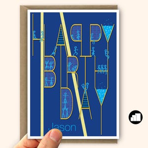 Tarjeta de cumpleaños personalizada para él Tarjeta de cumpleaños de fiesta para papá hijo Opción de tarjeta grande