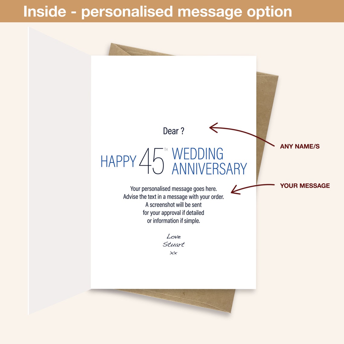 Sapphire 45th Wedding Anniversary Card for Husband Wife or - Etsy