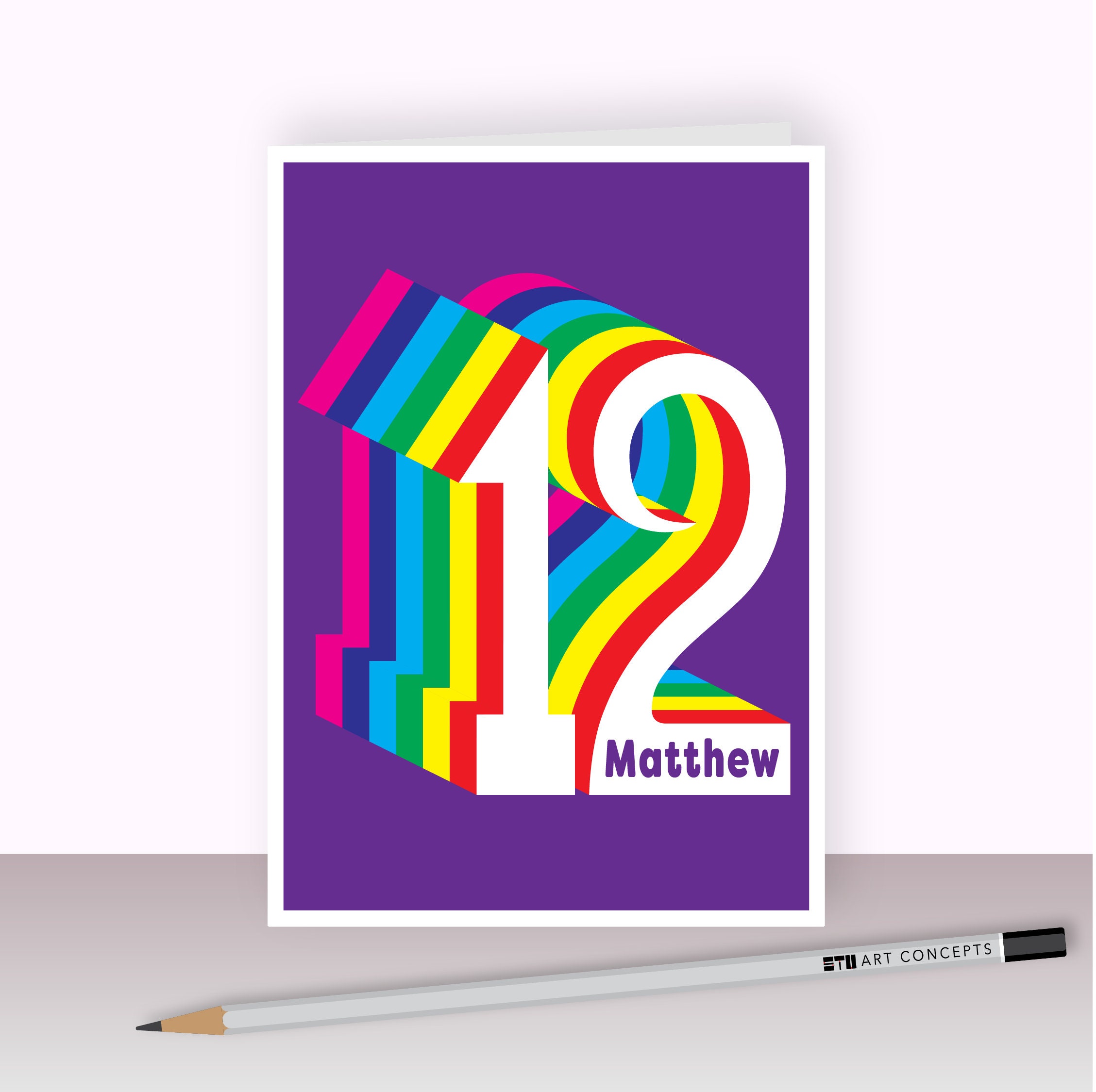 Personalised 12th Birthday Card for Boy for Girl Edit Name 12 | Etsy