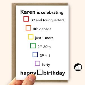 Cartão engraçado de 40º aniversário para ele ou ela Evitando 40 cartões personalizados de 40 desejos de aniversário para pai e mãe Opções de cartão grande e mensagem