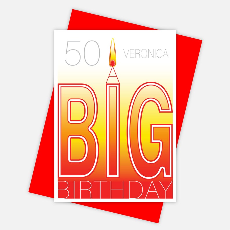 10th 20th 21st 30th 40th 50th 60th 70th 80th 90th 100th edit name /& age personalised birthday card A BIG Birthday Card for him for her
