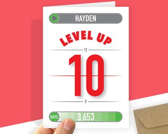 Personligt 10-årsdagskort – Roligt speltema