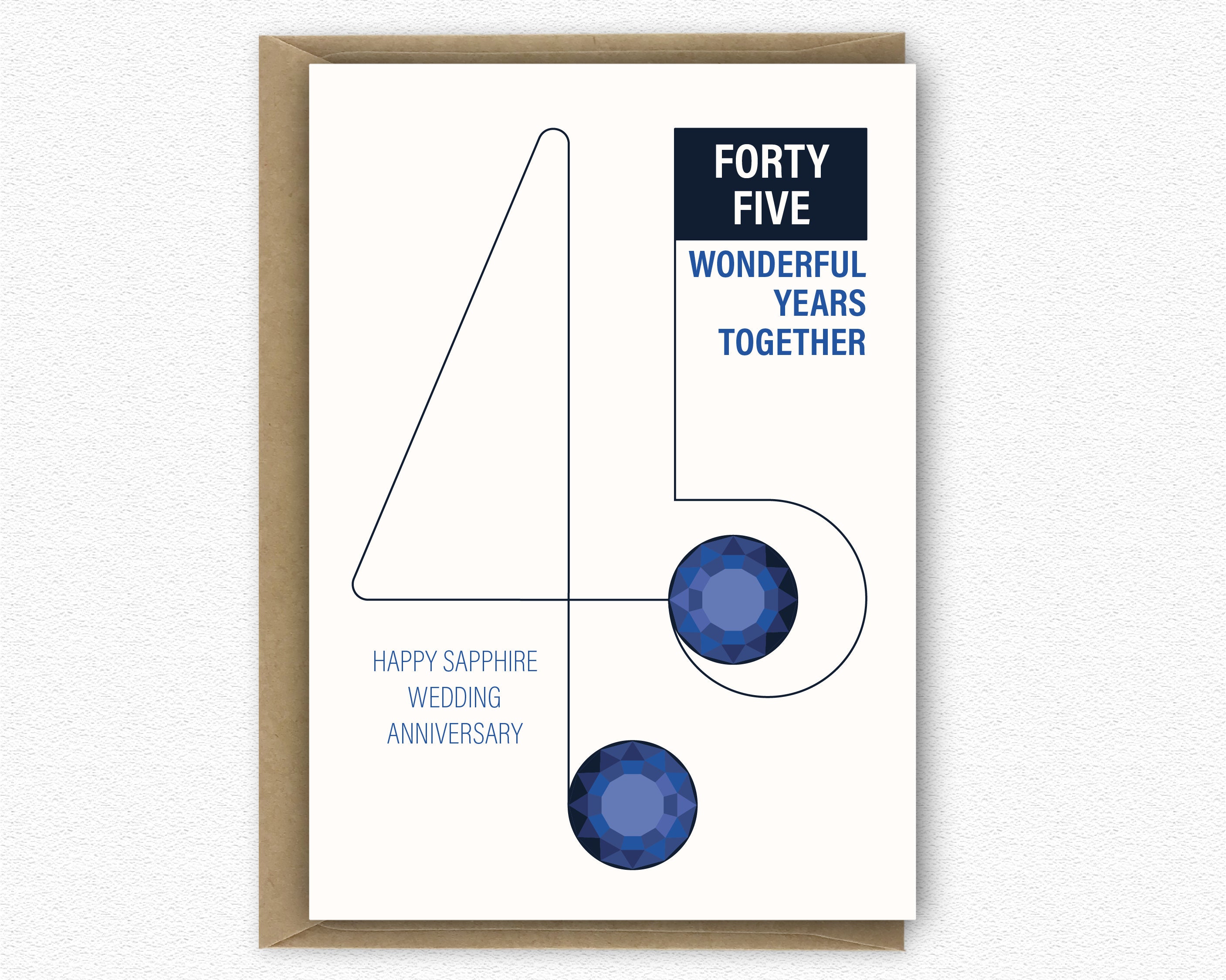 Sapphire 45th Wedding Anniversary Card for Husband Wife or Parents 45 ...