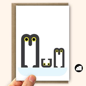 Adorable tarjeta para el Día de la Madre con forma de pingüino: diseño gráfico divertido con opciones de personalización