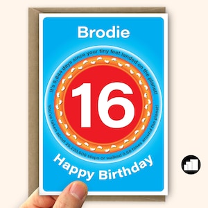 Biglietto di auguri personalizzato per il 16° compleanno per ragazzo o ragazza Statistiche divertenti Grande biglietto di auguri per il 16° compleanno per figlio o figlia
