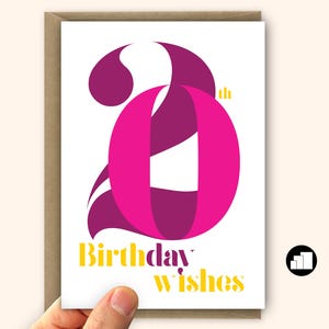 Carte de voeux 20e anniversaire pour elle Carte moderne de 20 ans pour fille
