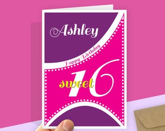 Personalized Sweet 16 Birthday Card for Daughter, Granddaughter