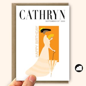 Personalised Magazine style birthday card for her Fashionista birthday card for mum wife daughter sister friend Large card & inside options