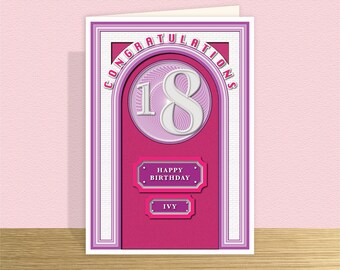 18th Happy Birthday card for girl Personalised 18 birthday card for daughter niece granddaughter Large card and message options