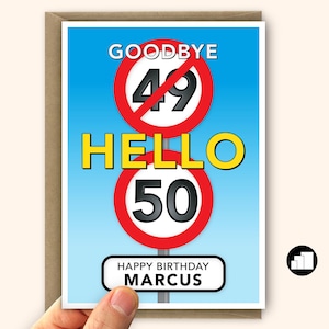 Carte 50e joyeux anniversaire amusante pour lui pour elle Carte des 50 panneaux de vitesse pour maman papa mari femme Grande carte