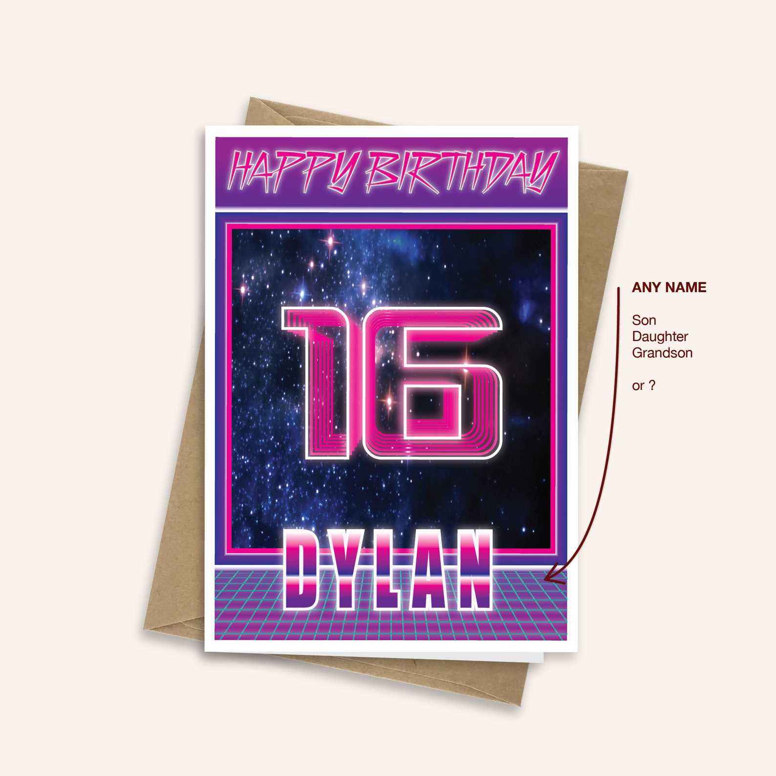 Personalised 16th Birthday Card for Boy Son With Name Large Etsy