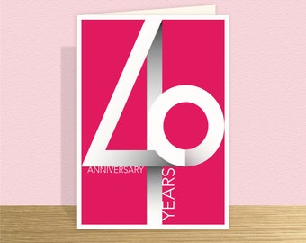 Ruby 40th wedding anniversary card 40 years of marriage card for husband wife Message & large card Minimalist