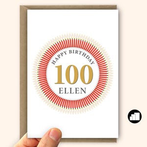 Gepersonaliseerde 100e verjaardagskaart - grootformaat jubileumfeest voor grootouders, mama of papa