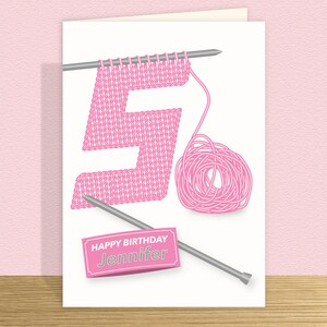 Knitting birthday card personalised 50th birthday card for knitter mom 50th Large card and message options