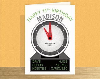 Personalised funny 11th birthday card for boy or girl Statistics 11th birthday card for son daughter grandson