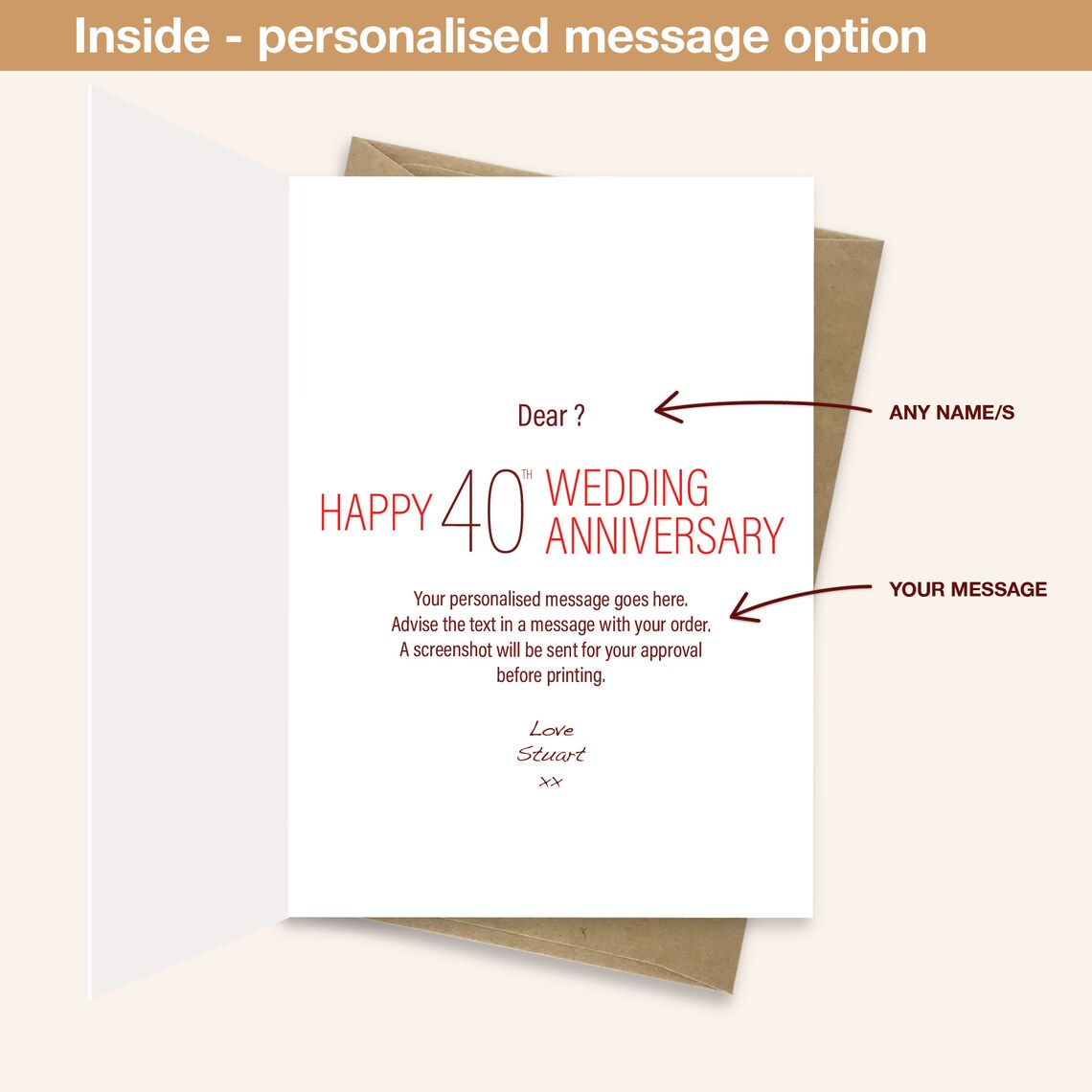 Ruby 40th Wedding Anniversary Card for Husband Wife or - Etsy Australia