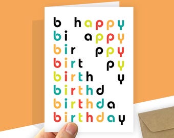 Happy Birthday Card for him or her Colourful greeting card Modern card