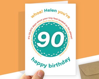 Personalised 90th Birthday Card with Fun Facts
