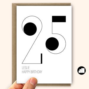 Minimalistische 25e verjaardagskaart voor hem voor haar Unieke gepersonaliseerde kaart met 25 verjaardagswensen voor vrouw echtgenoot zoon dochter Grote kaartoptie
