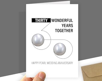 パールの結婚30周年記念カード（夫、妻、両親向け）、素晴らしい30年
