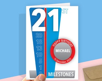 Personalized 21st Birthday Card: Milestone Card for Him