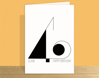 Minimalist 40th Birthday Card for him for her Unique personalised name 40 birthday wishes card for wife husband brother sister Large card