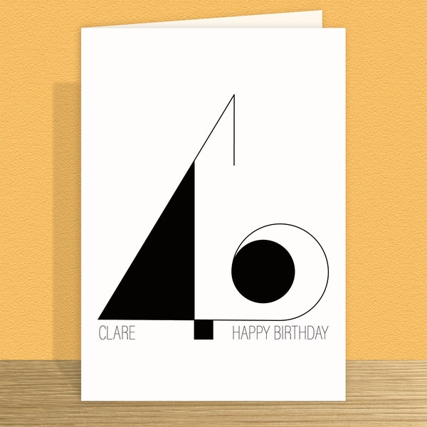 Minimalist 40th Birthday Card for him for her Unique personalised name 40 birthday wishes card for wife husband brother sister Large card