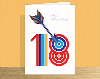 18th birthday card  for boy personalised 18 target Large card options for him son grandson