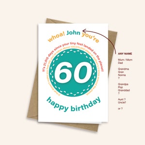 Funny 60th Birthday Card for Him or Her Personalised 60 - Etsy