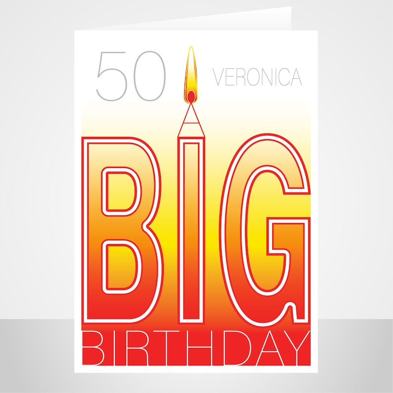 10th 20th 21st 30th 40th 50th 60th 70th 80th 90th 100th edit name /& age personalised birthday card A BIG Birthday Card for him for her