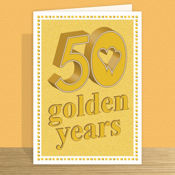 50 Golden Years 50th wedding anniversary card for parents wife husband grandparents Large card & personalised message options